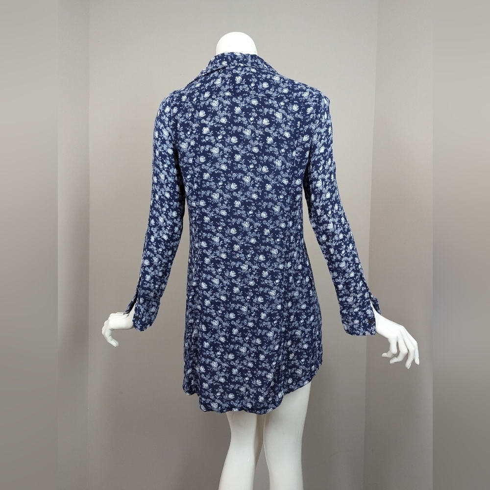Denim & Supply Ralph Lauren Navy Floral Blouse XS Boho Tunic Top Long Sleeve Vis - Picture 8 of 8